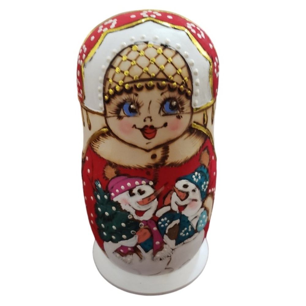 Russian Christmas Nesting Doll 8” Handcrafted